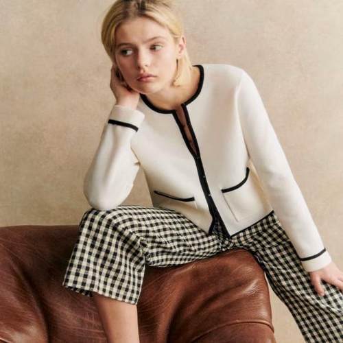 100%羊毛女款Sezane圆领开衫