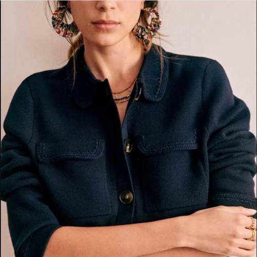 法系纯原Se女士POLO领羊毛开衫