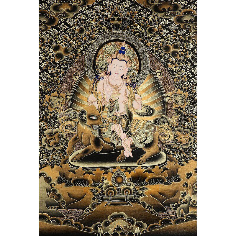 DIY方钻满钻钻石画印花十字绣套件普贤菩萨黑金唐卡龙蛇的守护神