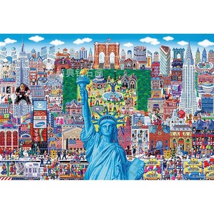 美式 客厅DIY方钻满钻钻石画纽约建筑贴钻点钻十字绣砖石画带钻
