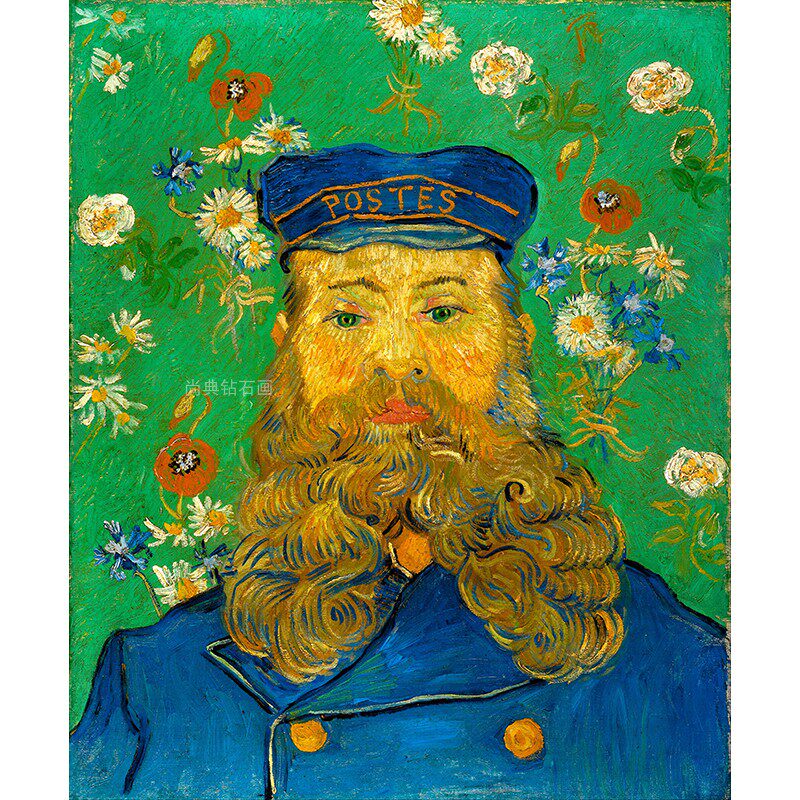 世界名画欧式人物diy方钻满钻钻石画梵高邮递员肖像画贴钻十字绣
