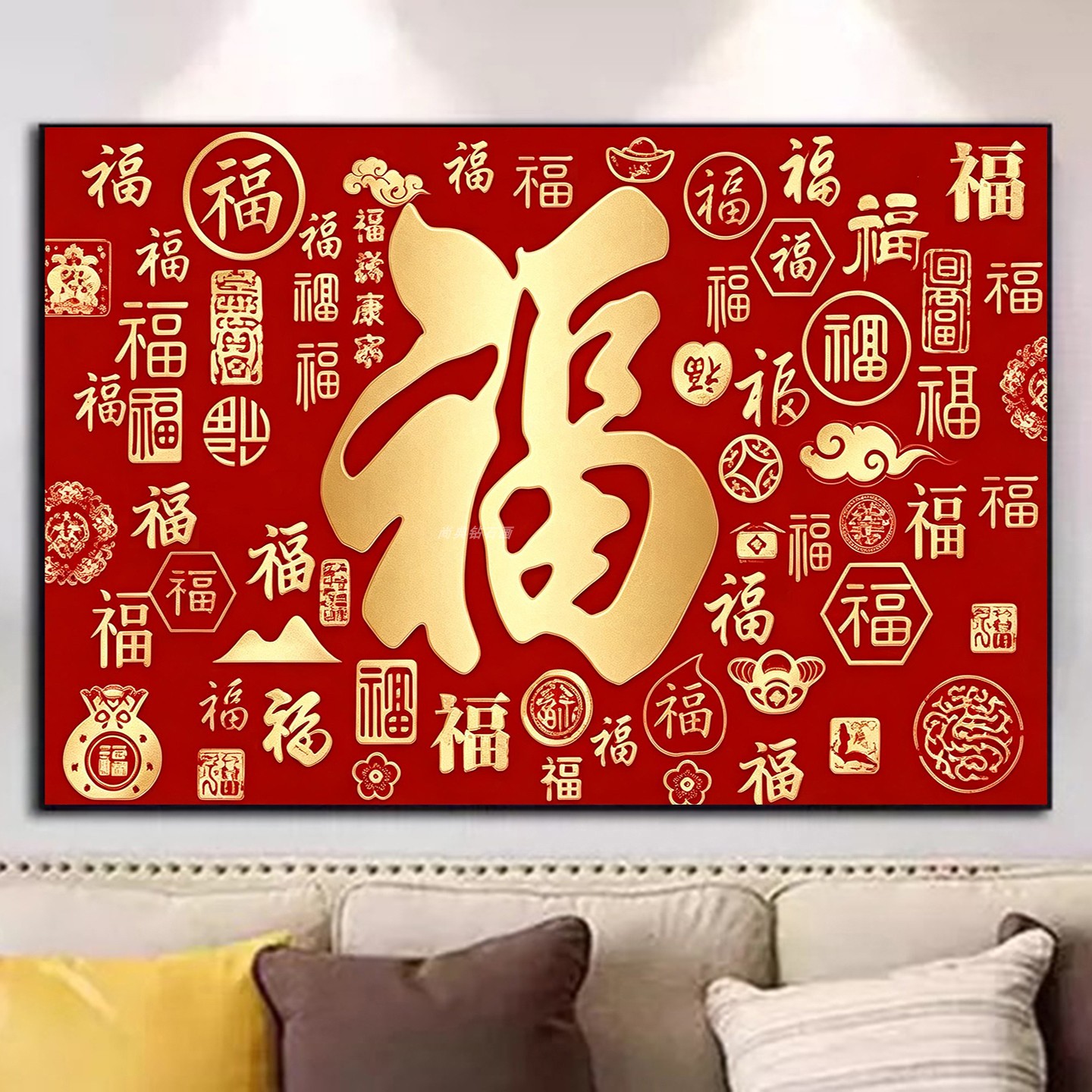 新中式DIY树脂方钻满钻钻石绣横版百福图手工贴钻钻石画带钻套件