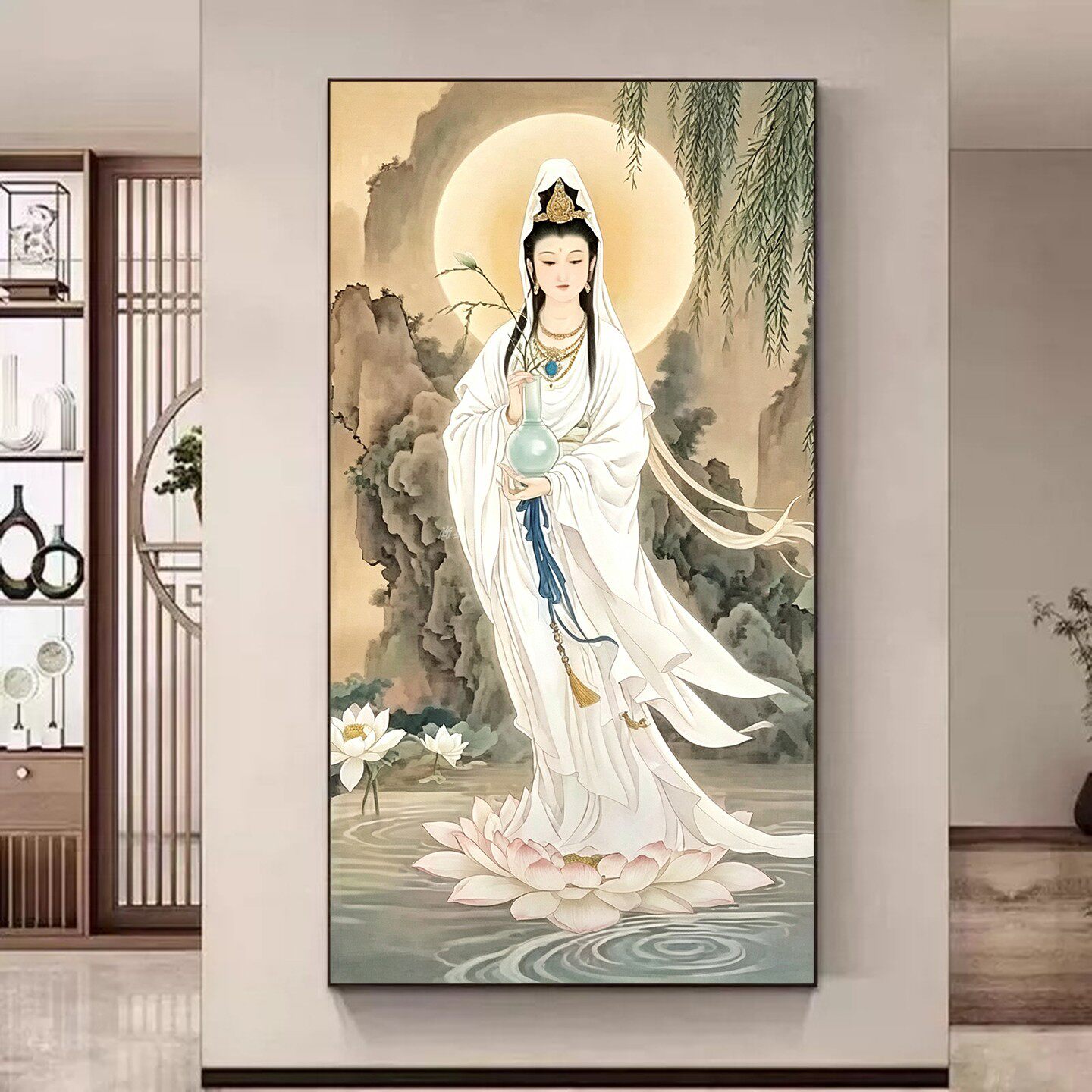 佛系佛堂客厅DIY方钻满钻钻石画贴钻钻石绣白衣飘飘观音菩萨玄关