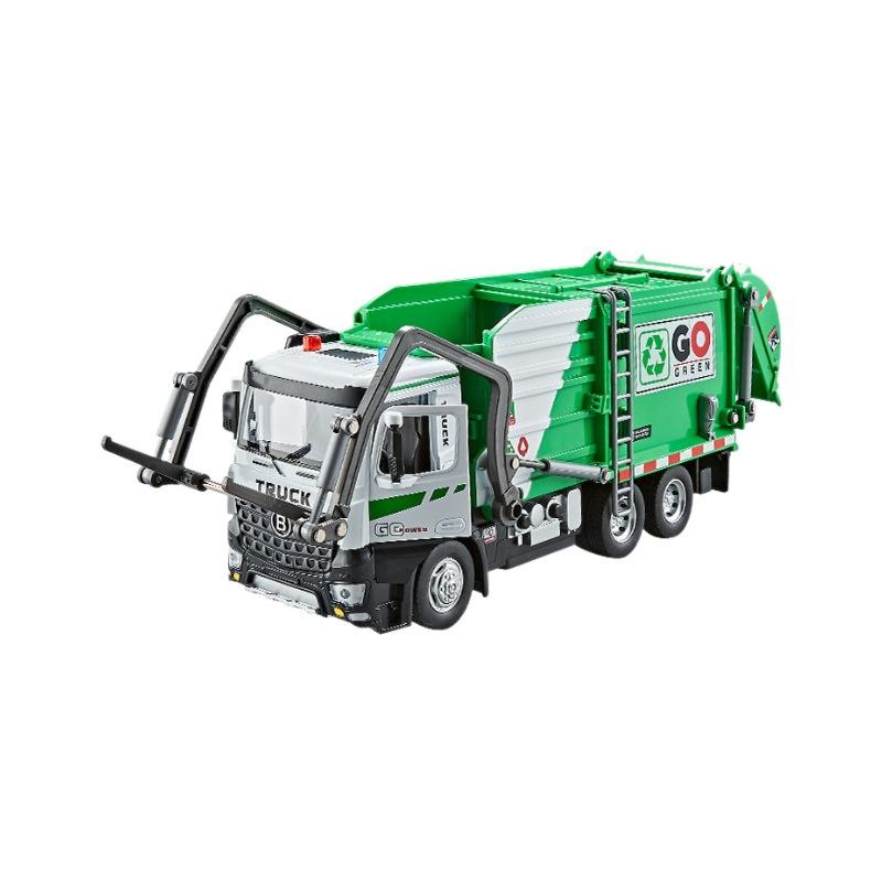 新款佳都1:24电动垃圾车合金车模型仿真环卫车摆件儿童玩具车