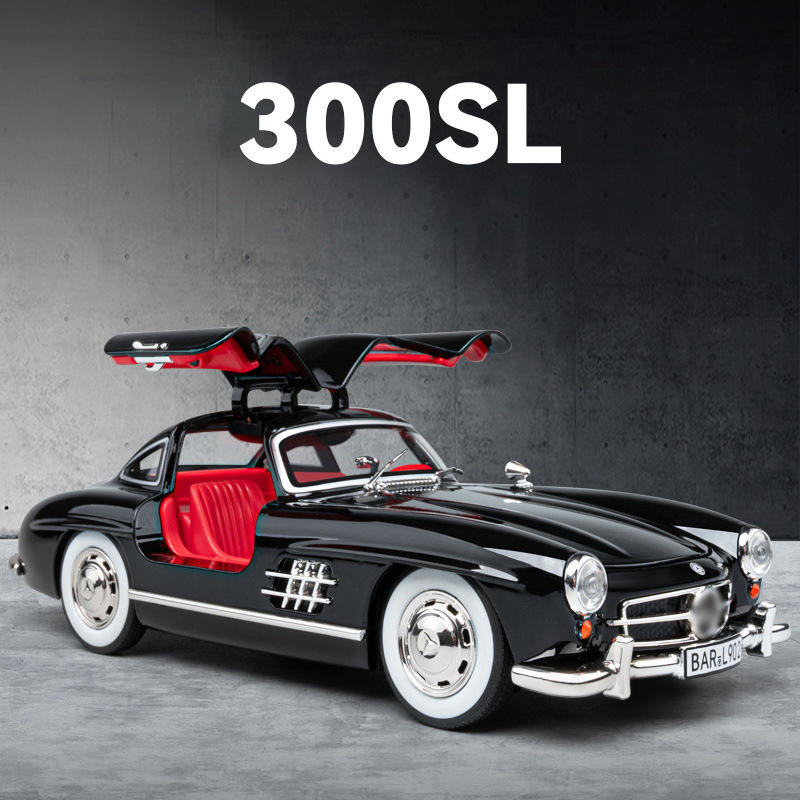 车致1：24复古奔弛300SL声光车儿童玩具仿真合金汽车模型摆件