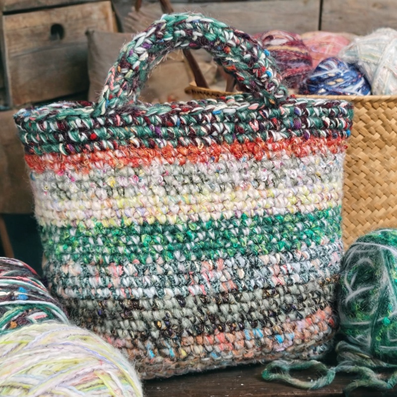 已售罄 羊毛手混毛线单肩手提手拿包手工棒针钩针毛线编织包