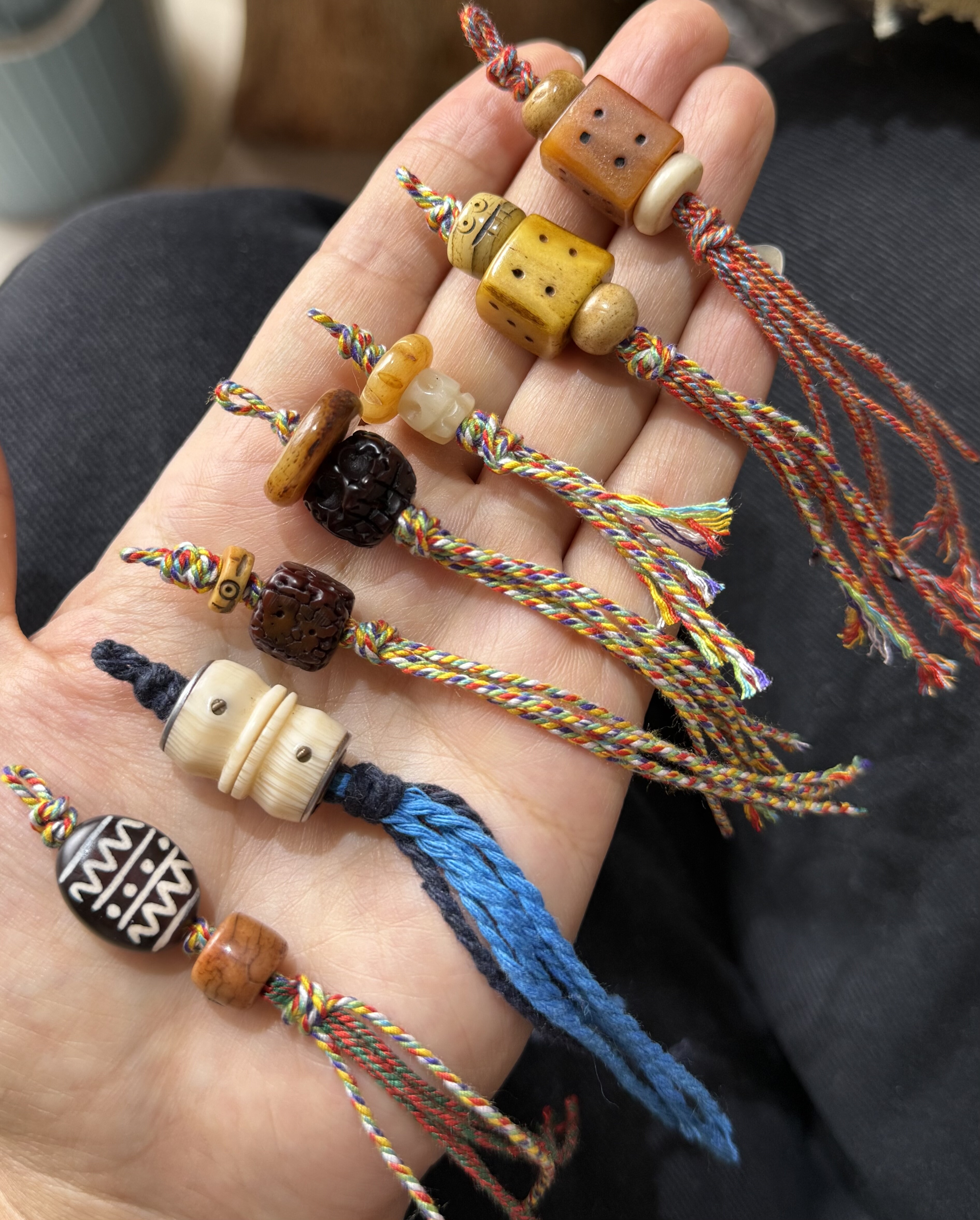 藏式牦牛骨卡子侧挂藏传小元素牛骨配饰佛珠流苏DIY搭配配件配饰