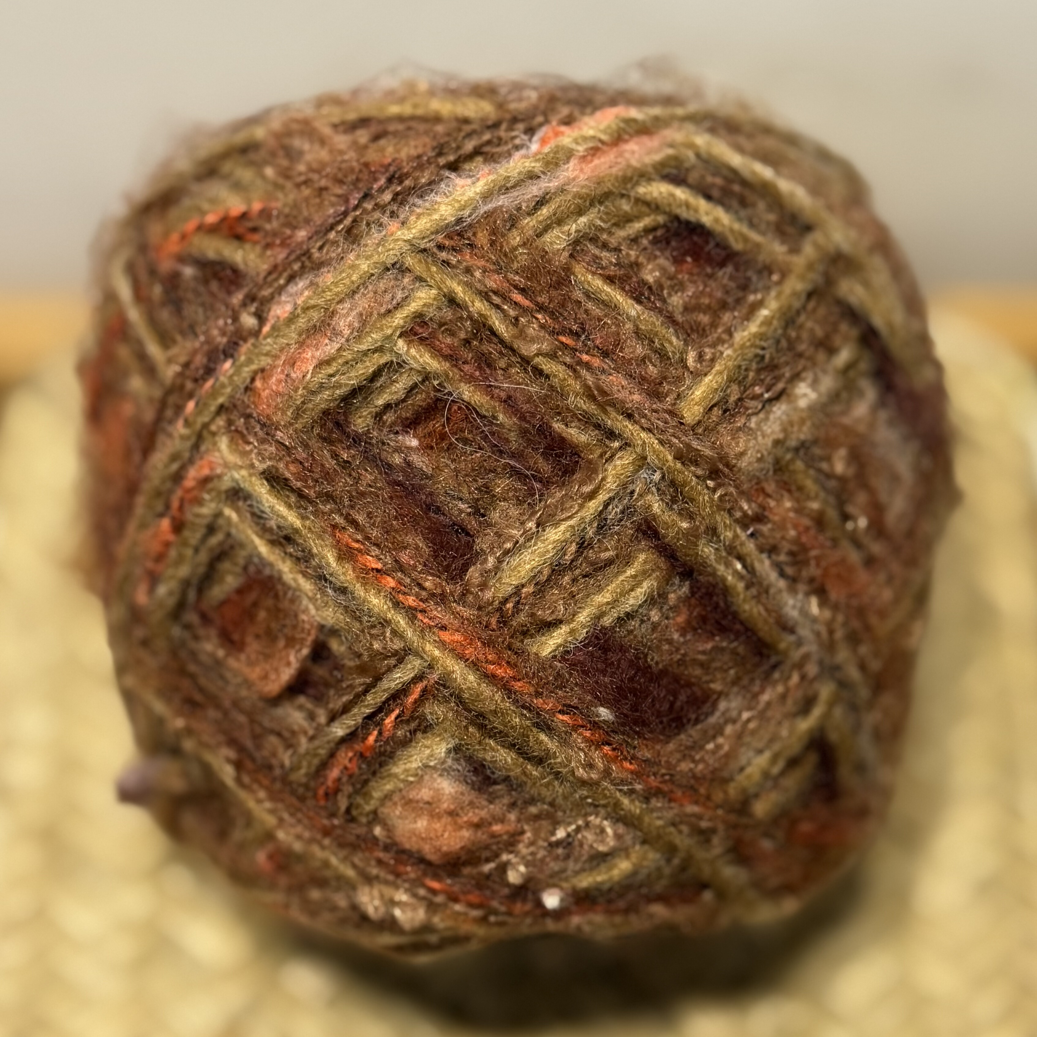 美拉德复古卡其油彩巴恩风特色羊毛手混线编织围巾帽子包包毛衣线