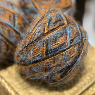 复古美拉德蓝桔咖手混高比羊毛线外套发卡衣服包围巾帽手编绳