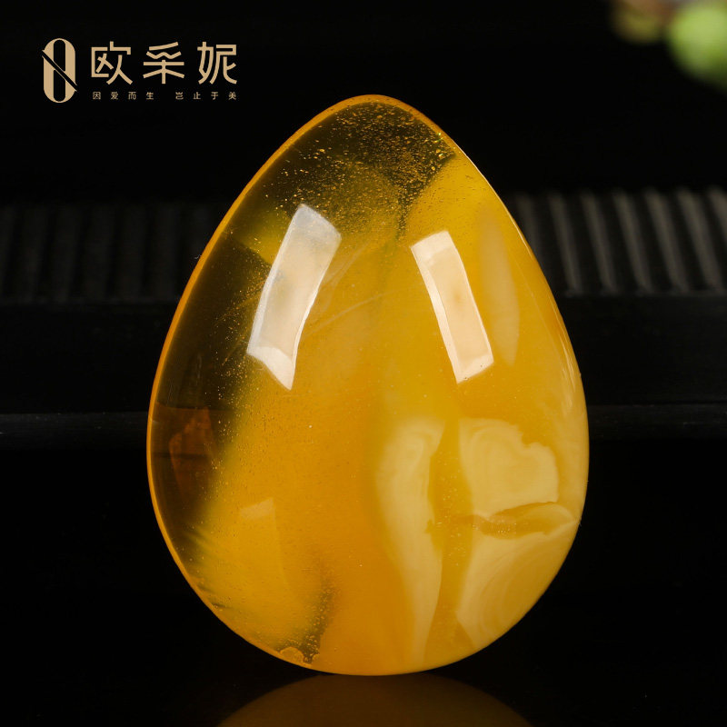 蜜蜡吊坠【收藏孤品意境大水滴】天然原石白花蜜无优化挂坠俄料