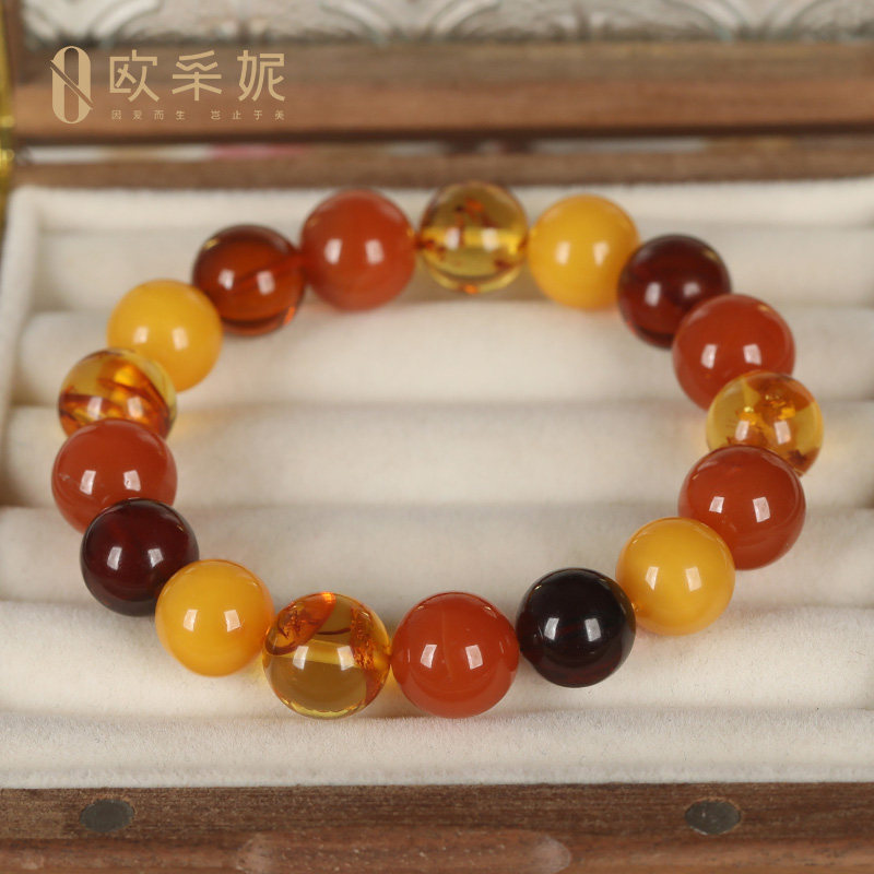 欧采妮蜜蜡手串天然多宝佛珠花珀