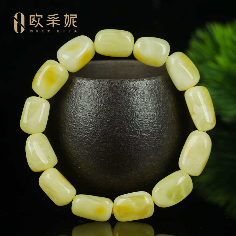 随行蜜蜡手串【白花蜜孤品手串】天然琥珀随型无优化手链文玩首饰