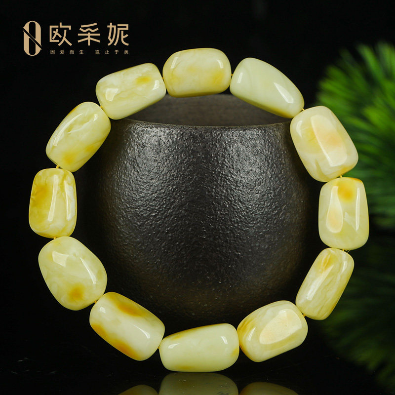 随行蜜蜡手串【白花蜜孤品手串】天然琥珀随型无优化手链文玩首饰