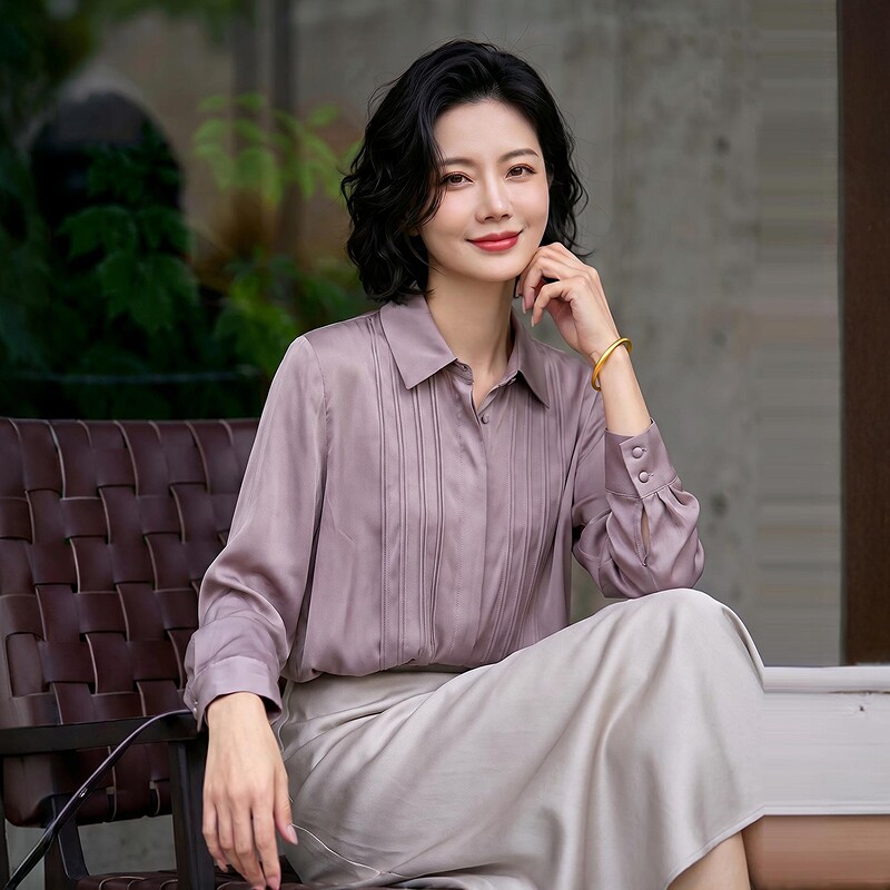 高端大牌重磅真丝衬衫女长袖2026秋季杭州桑蚕丝上衣纯色气质小衫