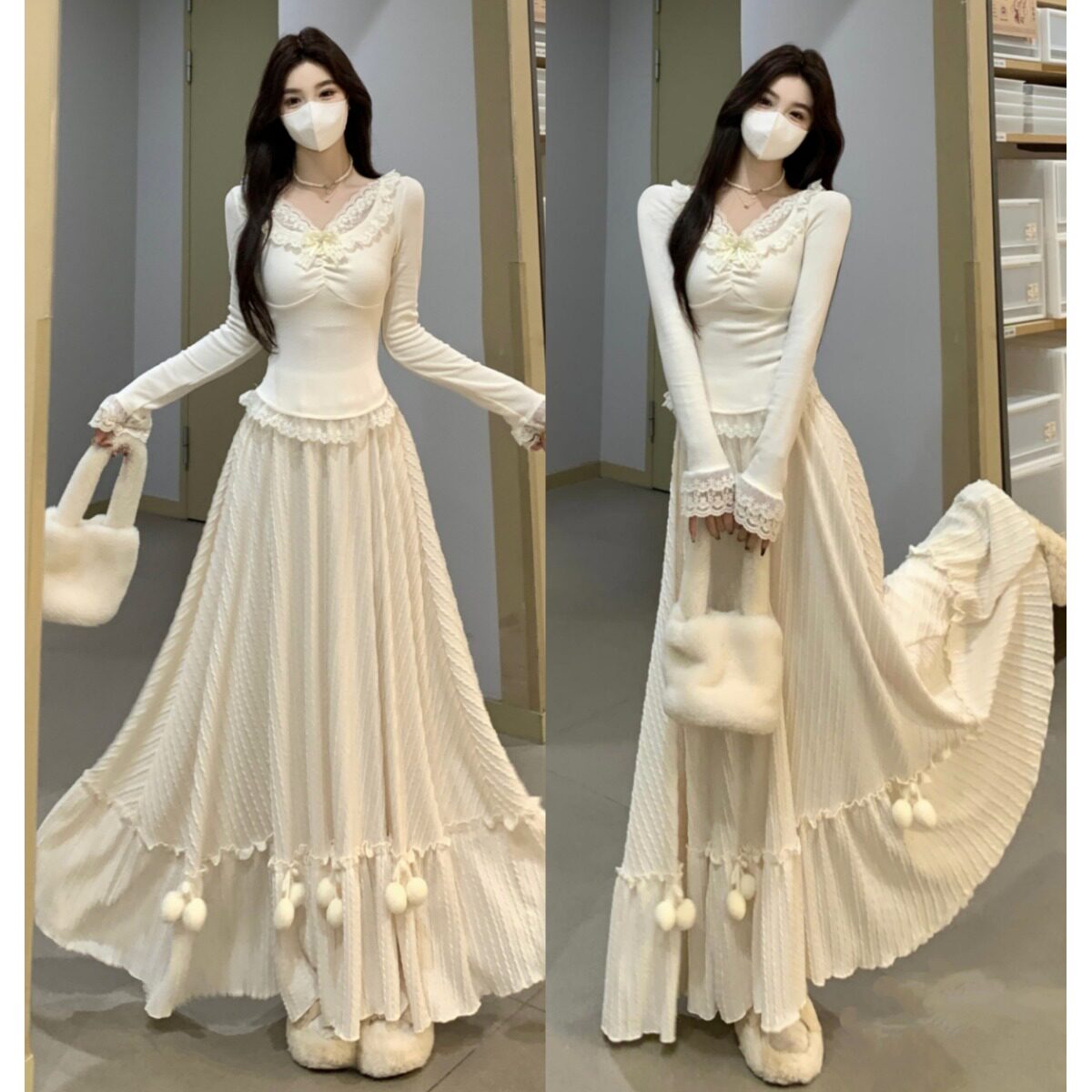 大码温柔纯欲风蕾丝针织上衣女秋冬胖mm显瘦毛球大摆半身裙两件套,女装/女士精品,大码套装,淘宝优惠券,粉丝福利购,淘宝优惠卷