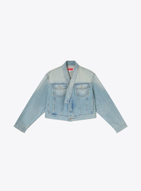 KENZO 高田贤三女士时尚短款浅蓝色上衣牛仔外套 FD62DV2426B8