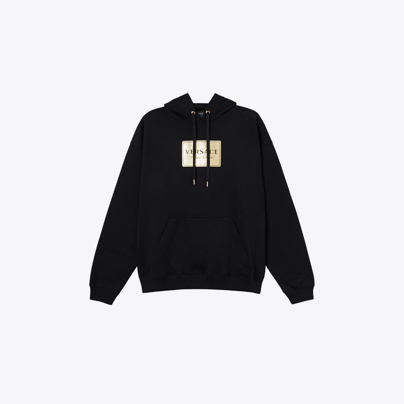 VERSACE 范思哲 男士Logo徽标烫金印花连帽卫衣长袖套头衫