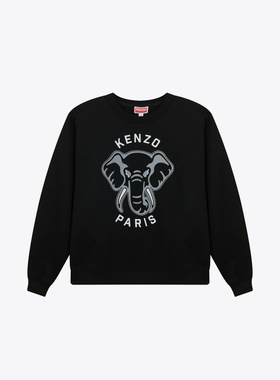 KENZO 高田贤三 女士字母logo圆领黑色卫衣 FD62SW0934MF