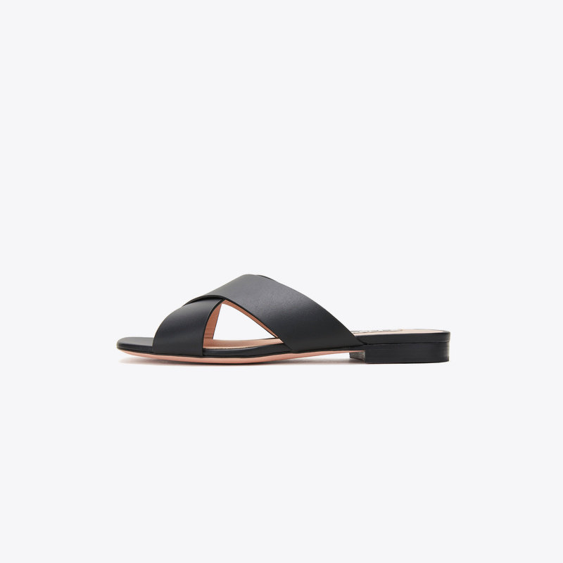 BALLY 巴利 女士皮革休闲字母logo黑色凉鞋拖鞋 LARISE FLAT