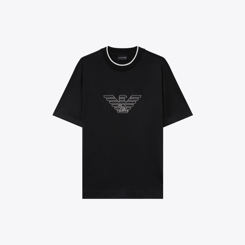 EMPORIO ARMANI 阿玛尼男士鹰标圆领黑色短袖T恤 3D1TD4 1JUVZ