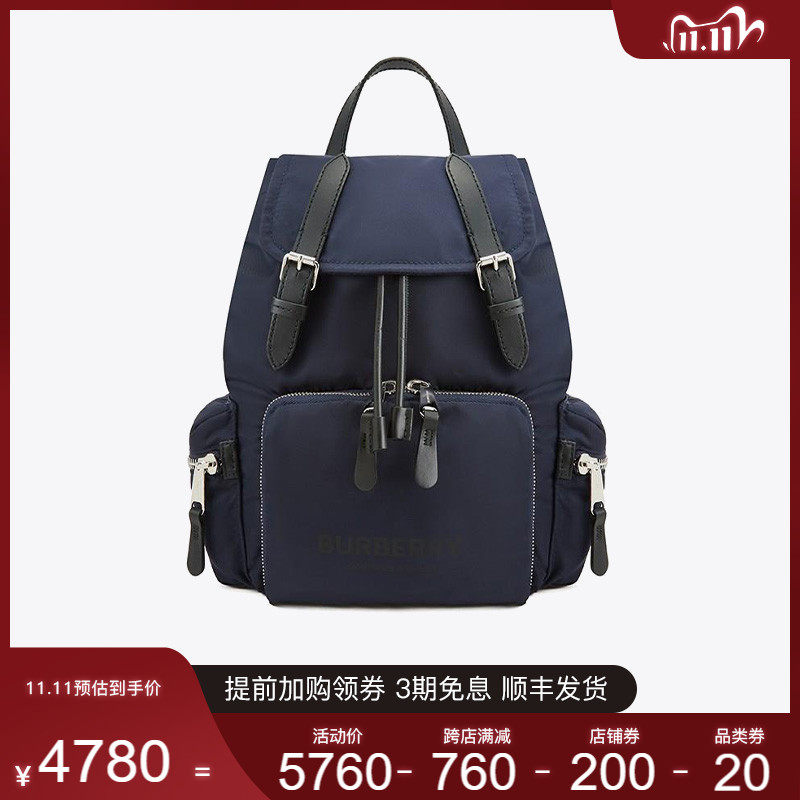 BURBERRY/巴宝莉 男女情侣款中号徽标印花尼龙双肩包8011619