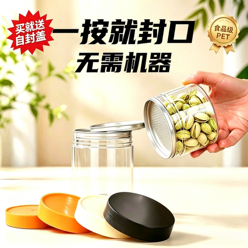 手动封口易撕盖透明包装瓶食品级