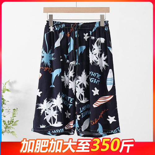 棉绸睡裤夏短裤男加肥加大码
