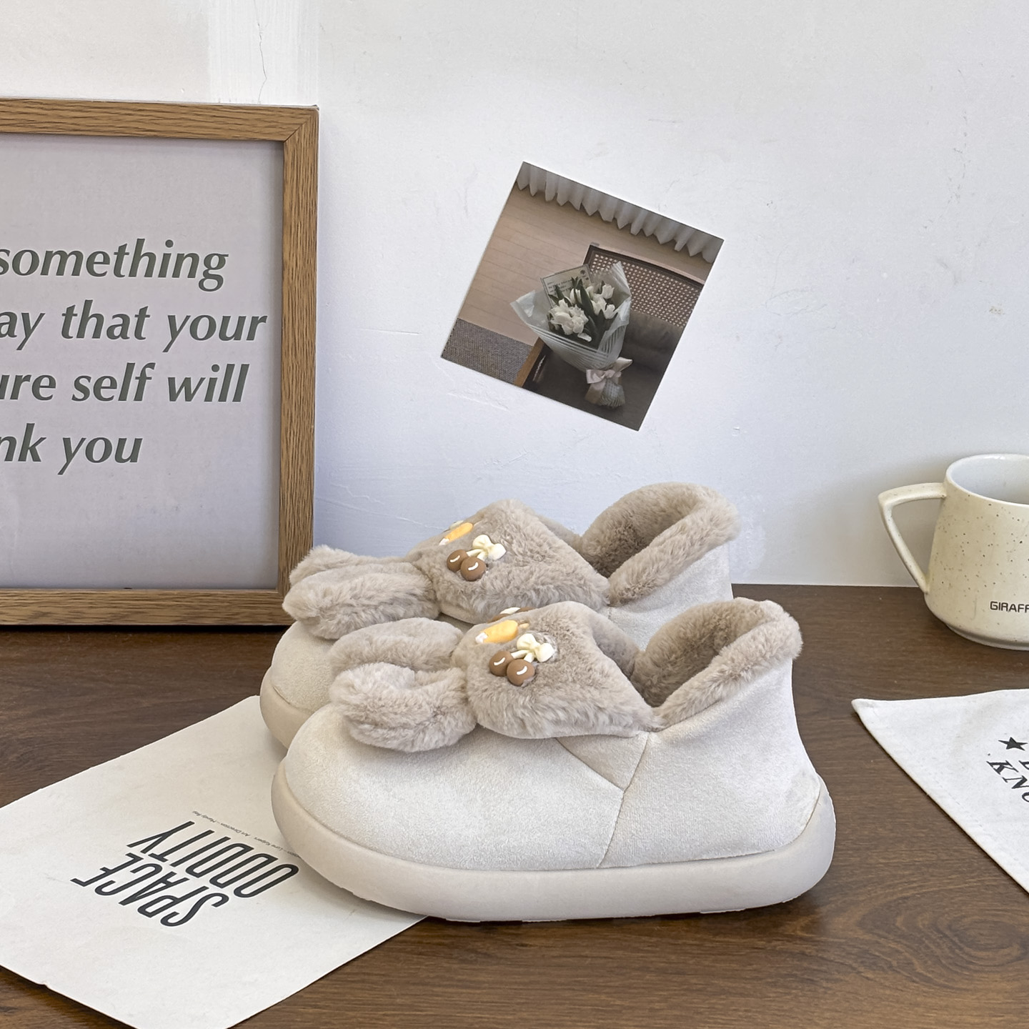MEAKKEA毛绒可爱棉鞋女2025冬季新款原创小众设计保暖加绒休闲鞋