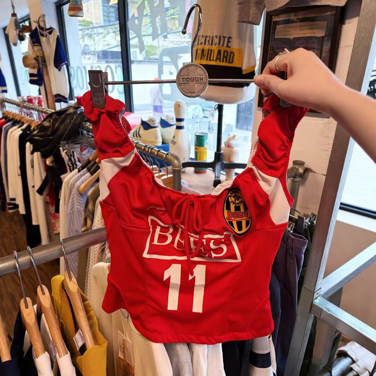 美式辣妹足球衣抹胸背心女夏季纯欲抽绳短款世界杯拉拉队服应援服