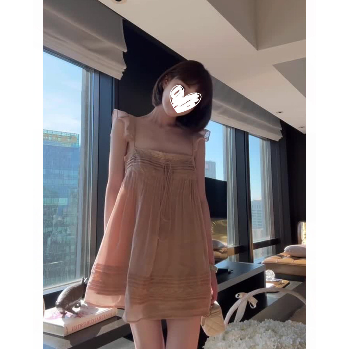 法式纯欲小飞袖抹胸连衣裙女夏季巨好看小个子气质宽松绝美短裙子