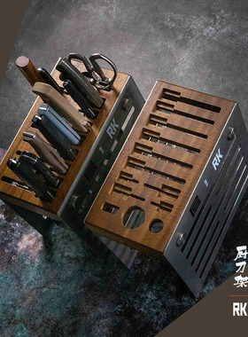 百浓厨房特大号置物架菜刀厨刀架实木不锈钢储物架刀具收纳架