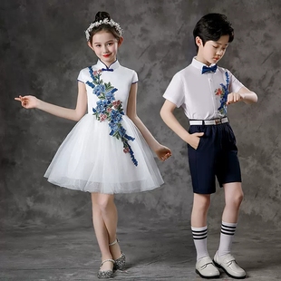 出租租赁六一儿童节合唱服幼儿园演出服中小学生青花瓷纱裙蓬蓬裙