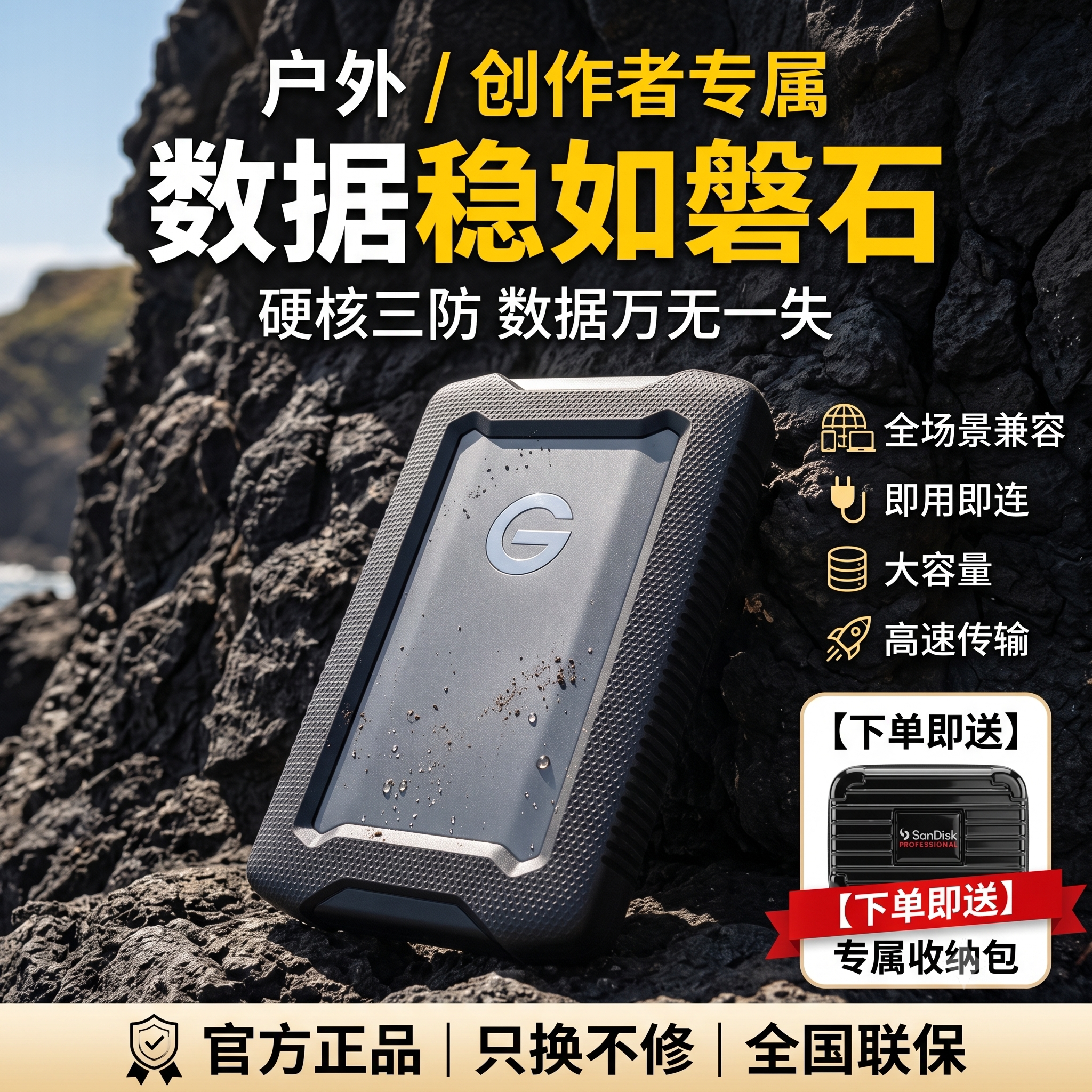 西部数据G-DRIVE三防移动硬盘2tb 5T 6T外接电脑大容量外置存储WD