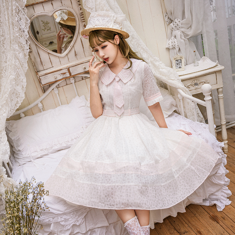 【清仓秒杀】桃乐丝之夜正品学院风Lolita洋装水苏百褶JK半裙SK