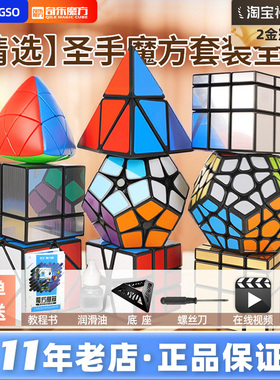 圣手三3阶镜面儿童益智初学魔方异形 五魔方金字塔SQ1斜转套装