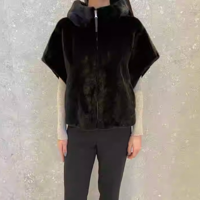 立领进口2025新款天鹅绒整貂背心