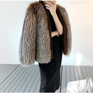 2025冬新款韩版狐狸毛整皮拼接水貂外套短款女年轻时尚仿皮草大衣