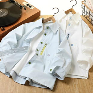 男童长袖衬衫春秋2026新款儿童防晒衬衣外套中大童上衣防紫外线潮