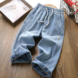 男童裤子春秋2026新款儿童洋气时髦牛仔裤中大童痞帅运动直筒长裤
