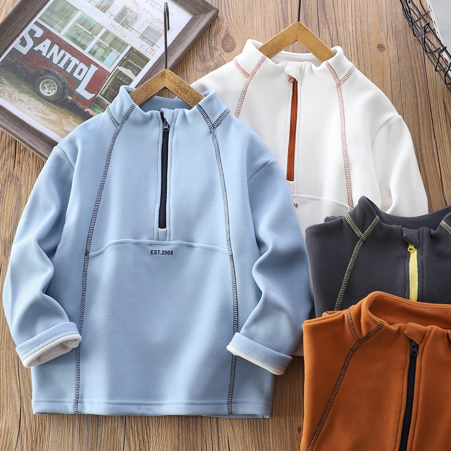 男童加绒打底衫秋冬2025新款半拉链儿童加厚保暖卫衣中大童长袖潮