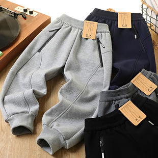 男童加绒裤子秋冬2025新款儿童防风加厚卫裤中大童休闲长裤运动裤