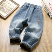 运动长裤 男童加绒裤 中大童时尚 儿童洋气加厚牛仔裤 子秋冬2025新款