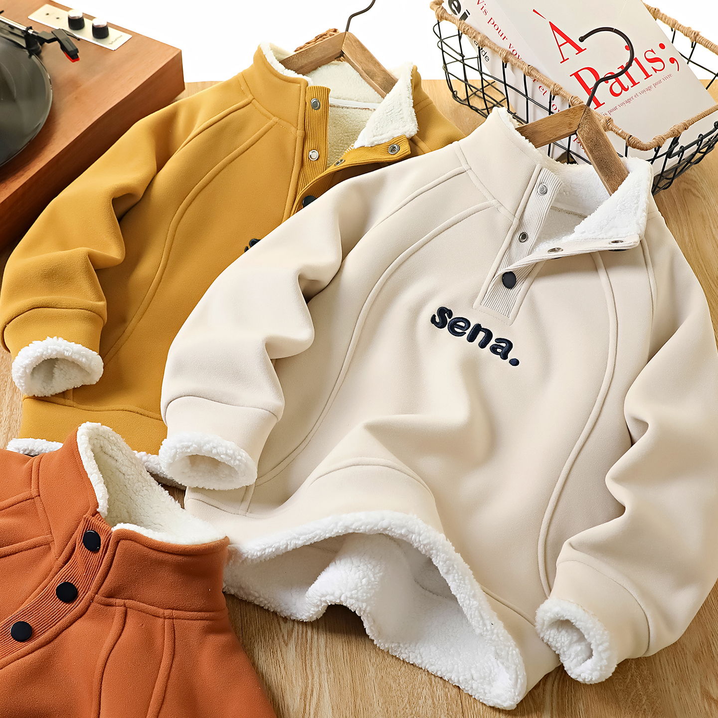 男童加绒立领卫衣秋冬装2025新款