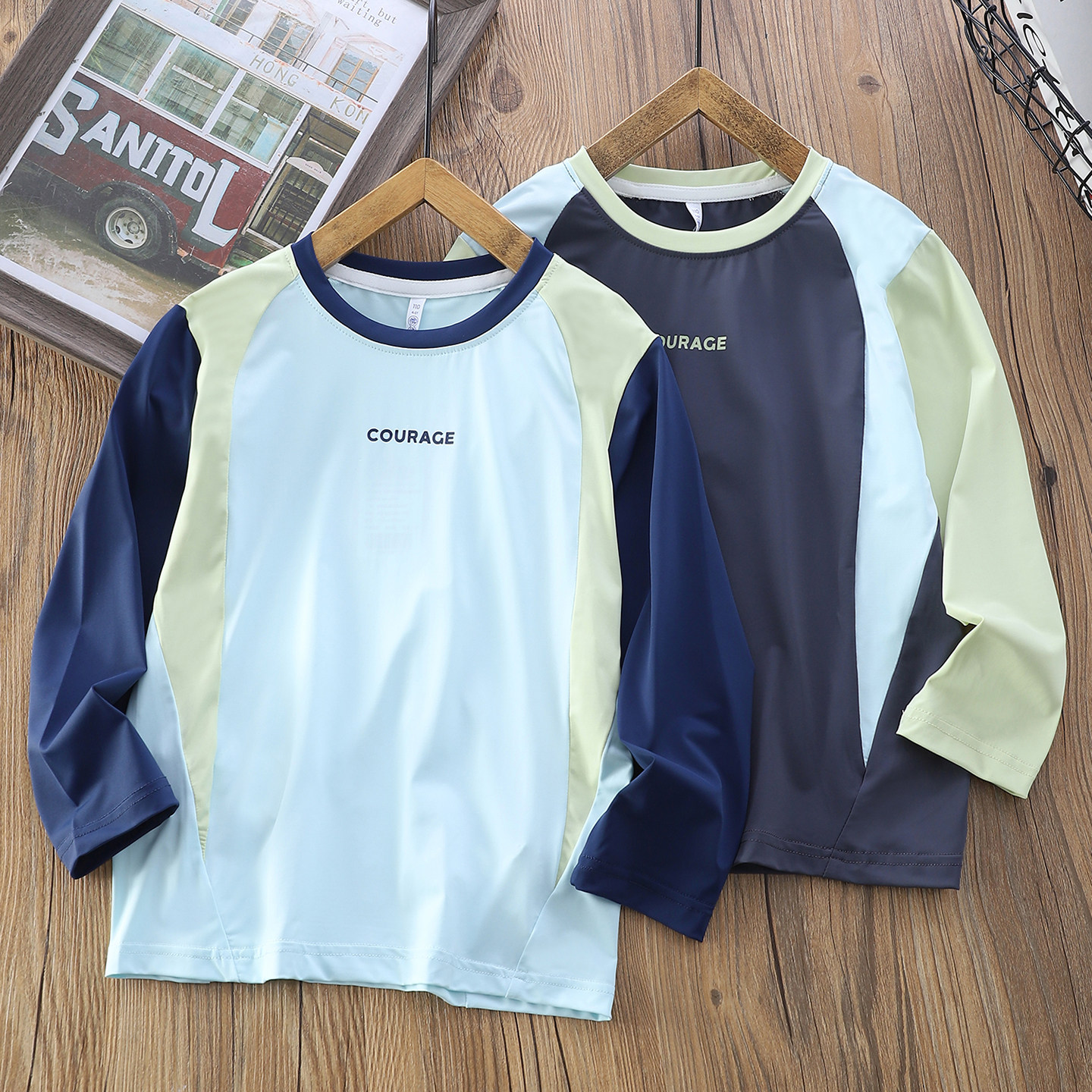 男童长袖T恤春装2026新款速干儿童运动透气上衣中大童凉感打底衫