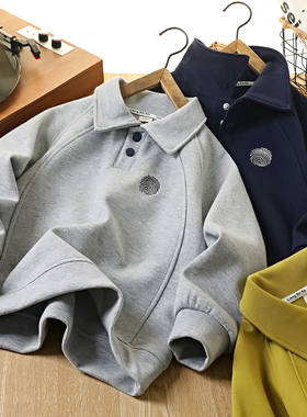 男童翻领卫衣春秋2026新款儿童帅气polo衫上衣中大童百搭时髦衣服
