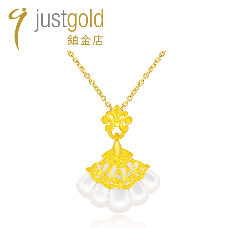justgold华尔兹足金吊坠简约时尚