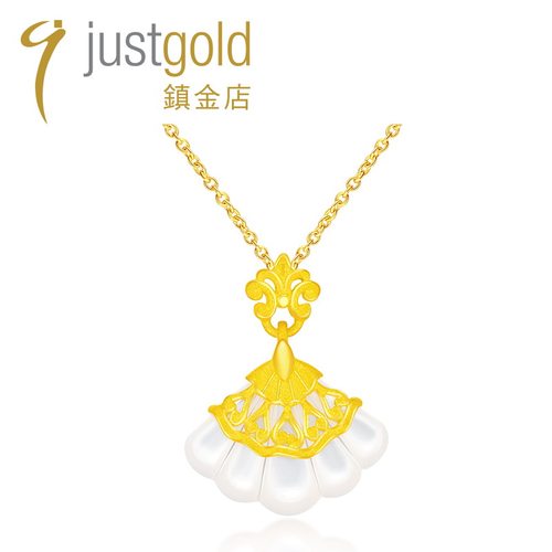 justgold华尔兹足金吊坠简约时尚