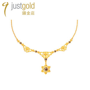 justgold镇金店荣耀足金黄金玻璃项链套链1419661Y