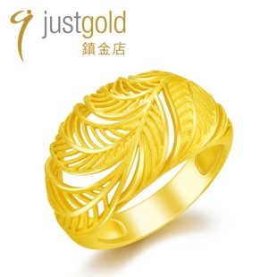 justgold镇金店5G工艺金羽凤凰黄金足金戒指1727771Y