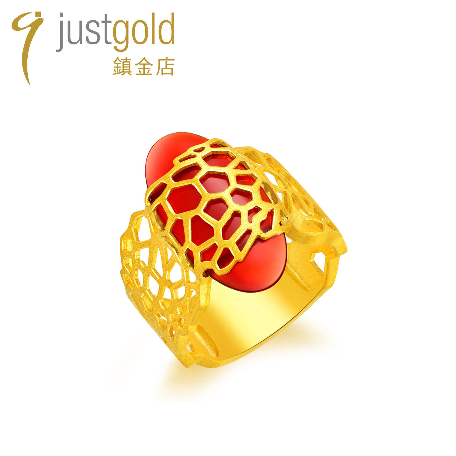 justgold镇金店长颈鹿纹戒指
